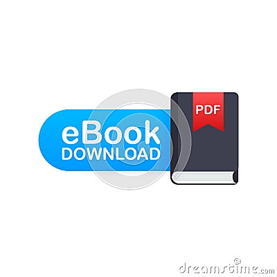 Download book. E-book marketing, content marketing, ebook download. Vector illustration. Vector Illustration